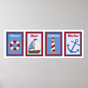 Poster coleção de arte náutica da parede 5X7