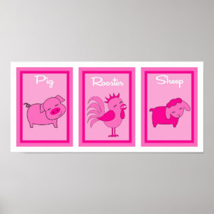 Pôster Coleção De Artes De Arte De Barn Yard Girls
