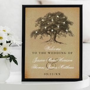 Poster Coleção de Casamento de Árvores de Carvalho Antigo