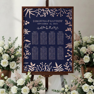 Poster Coleção de Casamentos Florais Dourados e Marinho