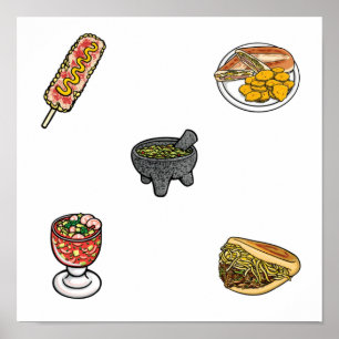 Poster coleção de comidas mexicana