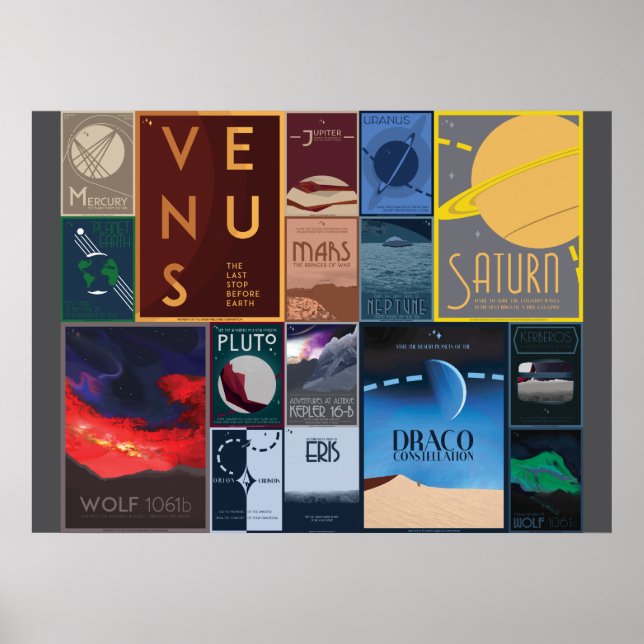 Pôster Coleção de Posteres de viagens de Espaço (Frente)