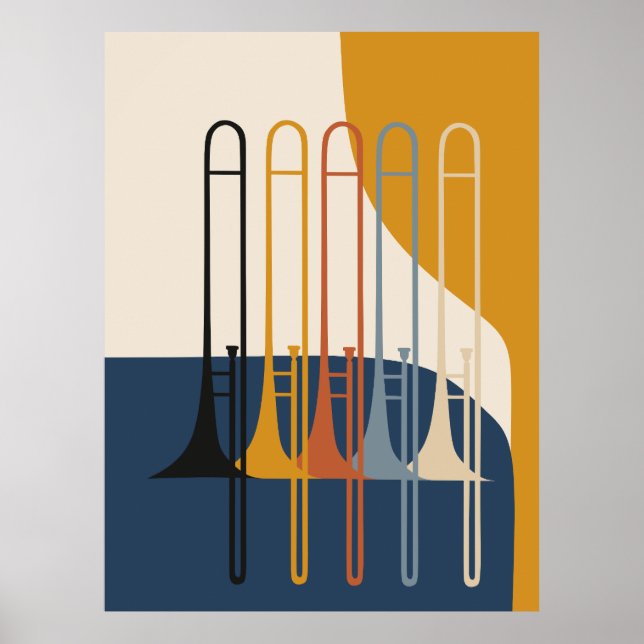 Poster Coleção de Trombones | Moderno de Meados do Século (Frente)