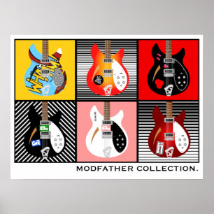 Poster Coleção de violão elétrico Mod Brit Pop Art