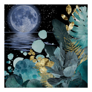 Pôster Coleção Elegância Noturna Azul-Verde
