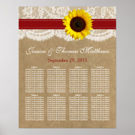 Poster Coleção Kraft, Lace & Sunflower - Vermelho