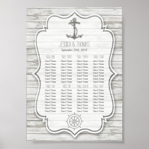 Poster Coleção Náutica de Casamento de Madeira de Praia d