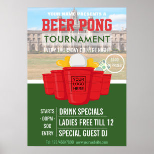 Poster Colégio Beer Pong Tournament, adicionar logotipo e