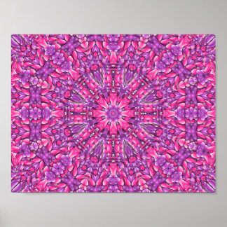 Pôster Coleidoscópio Fractal, Rosa e Púrpura,