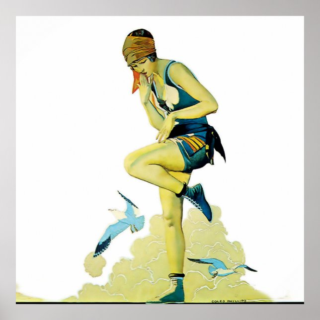 Poster Coles Phillips ‘Fadeaway Girl’ "A Quick Dip" (Frente)