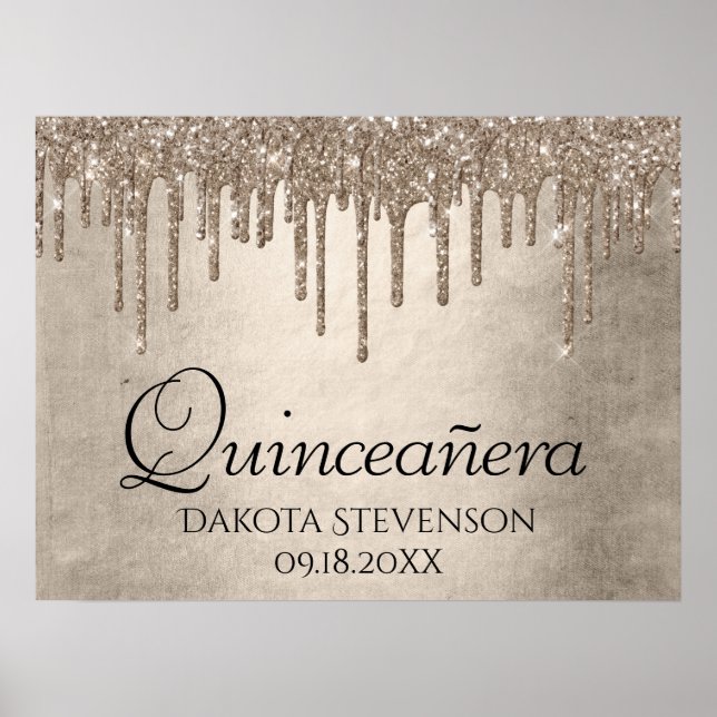 Poster Coleta Dourada | Champagne Melt Quinceanera (Frente)