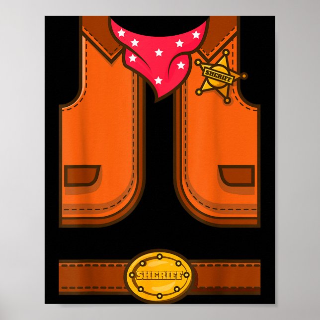 Poster Colete de Cowboy Simples do Xerife Western Engraça (Frente)
