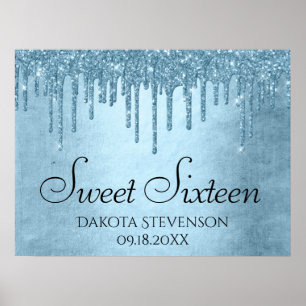 Poster Coletor Azul Metálico   Glitzy Glam Sweet Sessent