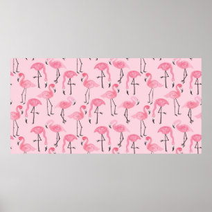 Poster Coletor de flamingo rosa, padrão de verão tropical