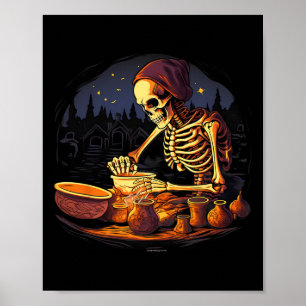 Poster Coletor de Potência de Clay Skeleton de Halloween