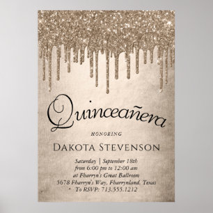Poster Coletor de Taupe Champagne Quinceanera
