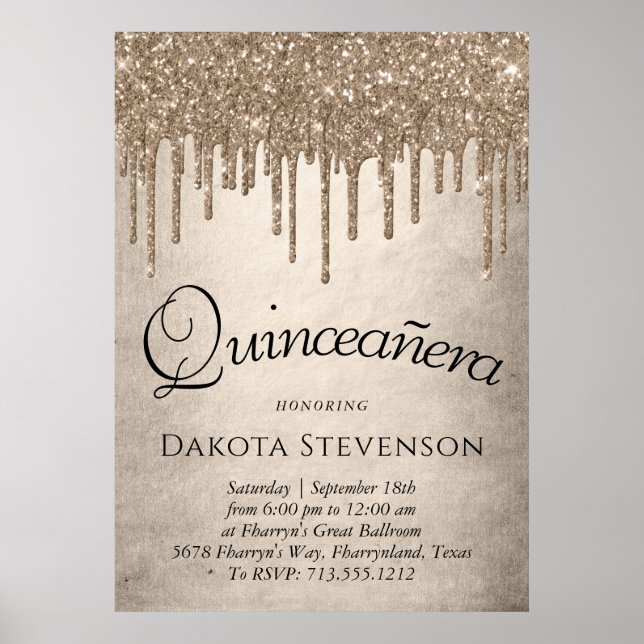 Poster Coletor de Taupe | Champagne Quinceanera (Frente)