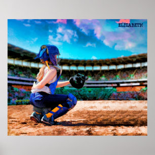 Poster Coletor do softball e pintura do estádio