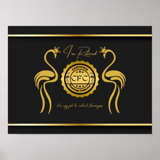 Poster Coletor Flamingo Certificado Aposentado Dourado (Frente)