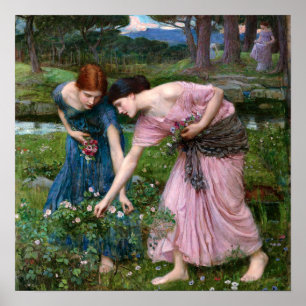 Poster Colhei Rosas by John William Waterhouse