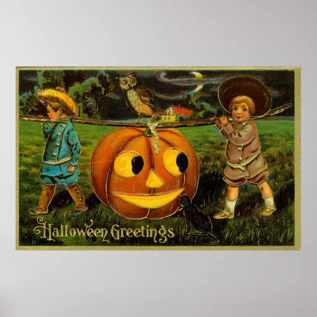 Poster Colheita de Abóbora para o Halloween Jack-o-Lanter (Frente)