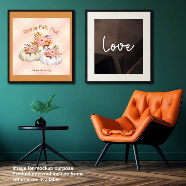 Pôster Colheita de Abóbora Rosa de Queda Personalizar Açã (Criador carregado)