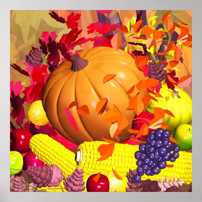 Poster Colheita de Ação de Graças de Queda (Frente)