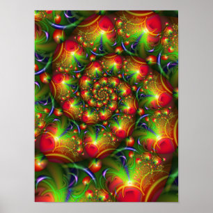 Poster Colheita de Maçãs em Espiral Fractal de Natal Vibr