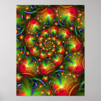 Poster Colheita de Maçãs em Espiral Fractal de Natal Vibr