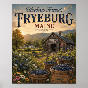 Poster Colheita de Mirtilo Fryeburg Maine Cartaz Vintage