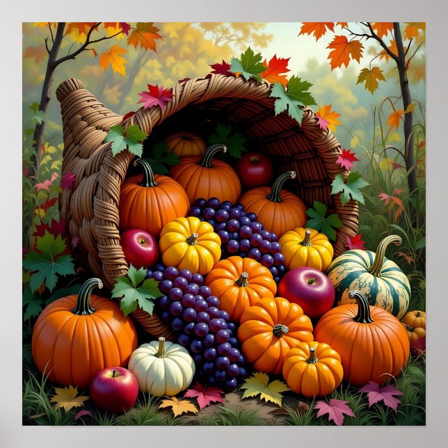 Poster Colheita de Outono e Cornucópia de Bênçãos  (Frente)