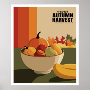 Poster Colheita de outono - Fruta de queda moderna e Pump