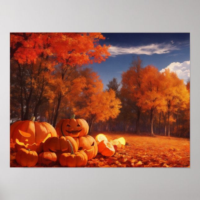 Poster Colheita de Pumpkins Feliz (Frente)