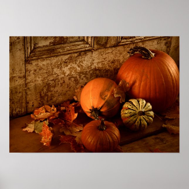 Pôster Colheita De Queda/ Abóboras E Cordas Na Porta (Frente)