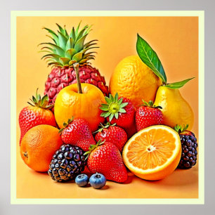 Poster Colheita Fresca: Design de Colheita de Frutas Vibr