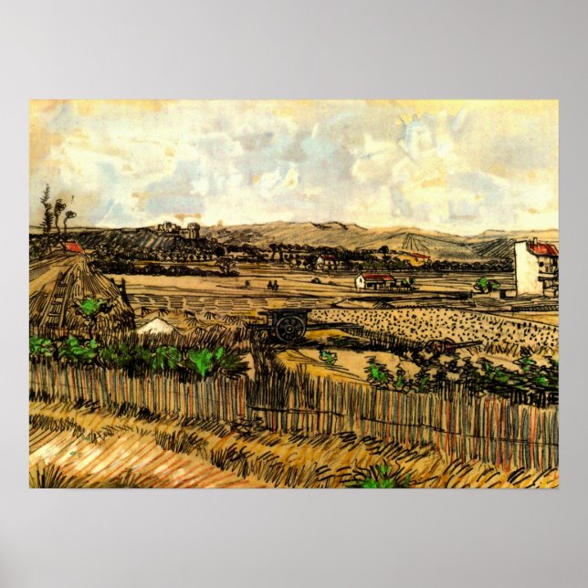 Poster Colheita na Provença Montmajour por Vincent van Go (Frente)