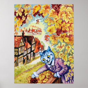 Poster Colhendo Uvas na Varanda, Louis Wain