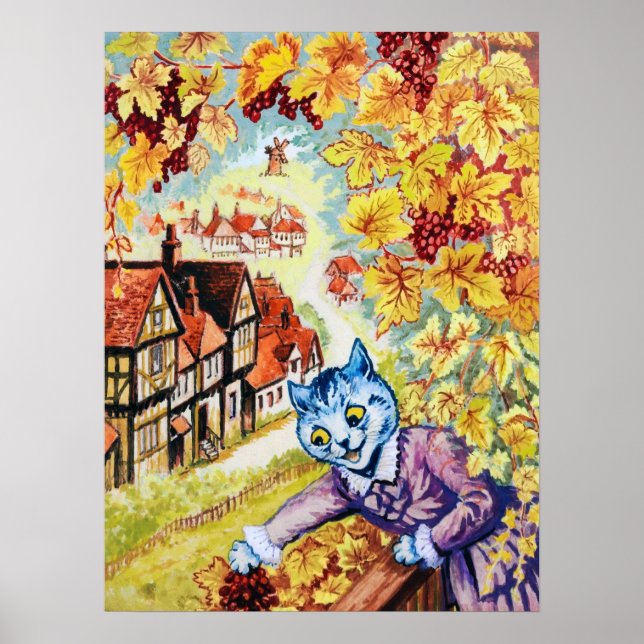 Poster Colhendo Uvas na Varanda, Louis Wain (Frente)