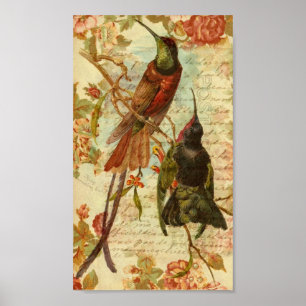 Poster Colibris e rosas