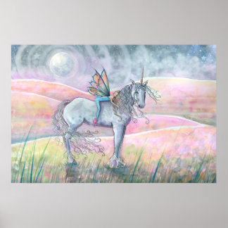Poster Colinas de Encantamento Unicórnio e Arte de Fantas