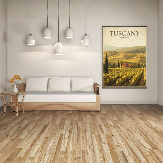 Poster Colinas Douradas da Toscana - Campo Retrô