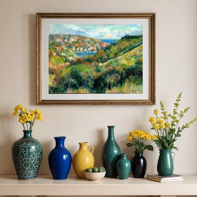 Poster Colinas na Baía de Moulin Huet, Renoir (Criador carregado)