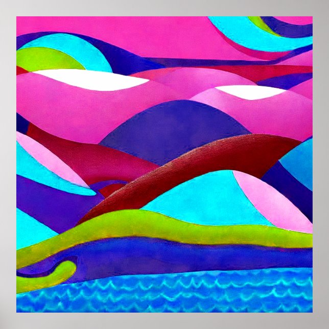 Poster Colinas oceânicas coloridas (Frente)
