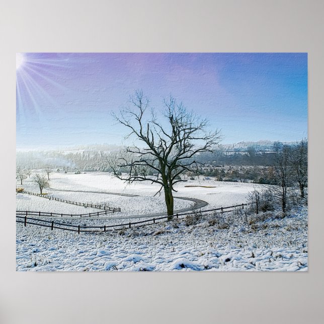 Poster Colinas Ozark cobertas por neve (Frente)