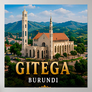Poster Colinas Verdes de Gitega e Patrimônio Burundiano