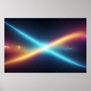 Poster Colisão de Energia Cósmica Brilhante Espaço Abstra