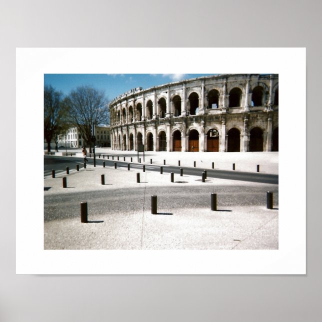 Poster Coliseu na Paisagem de Nimes Fine Art (Frente)