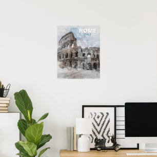Poster Coliseu Vintage Roma – Parede de Viagem Italiana R