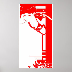 Poster collab vermelho da menina