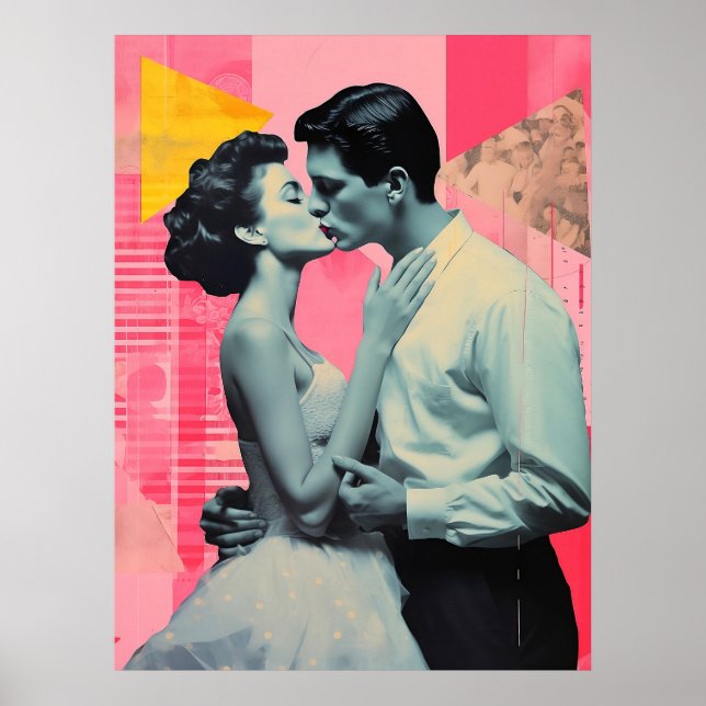 Poster Collage Kiss, Retro, Decor, Moderno (Frente)